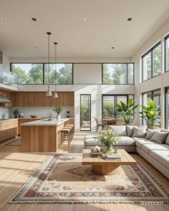 Espace intérieur pièce de vie villa contemporaine