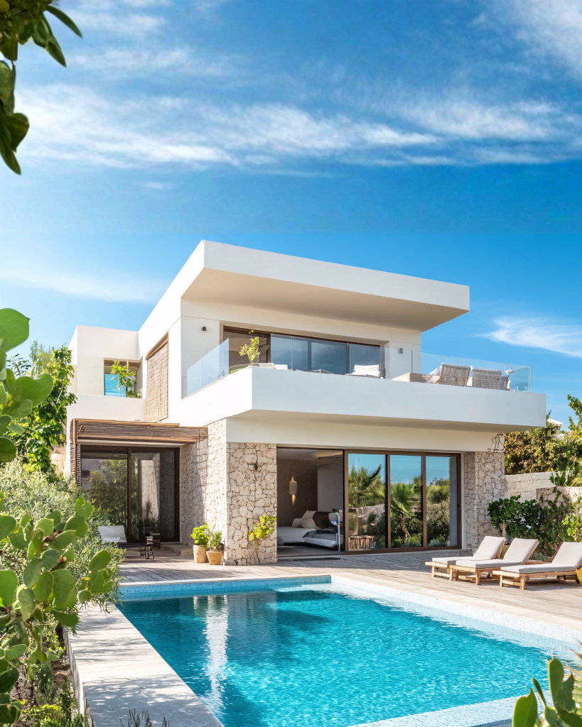 Villa contemporaine détail pierre