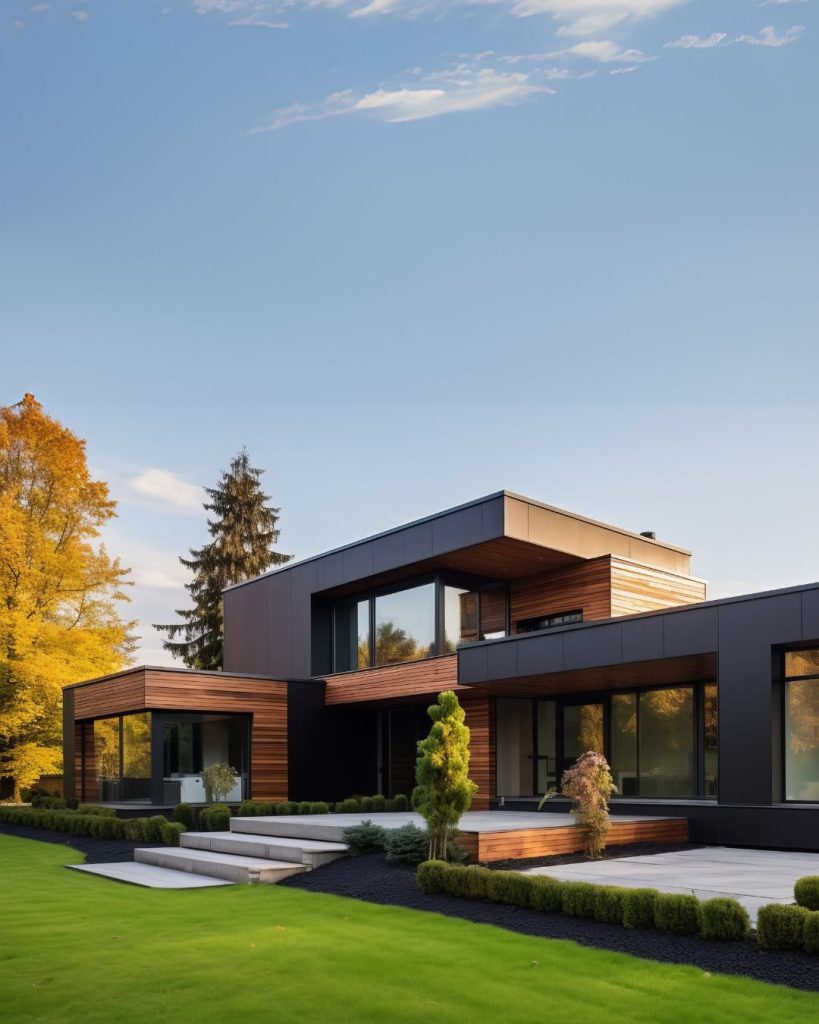 Maison contemporaine a étage avec bardage bois